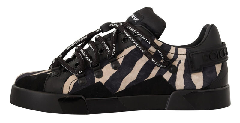 Black White Zebra Suede Rubber Sneakers Shoes