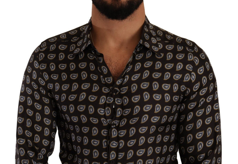 Brown GOLD Silk Patterned Slim Fit Shirt