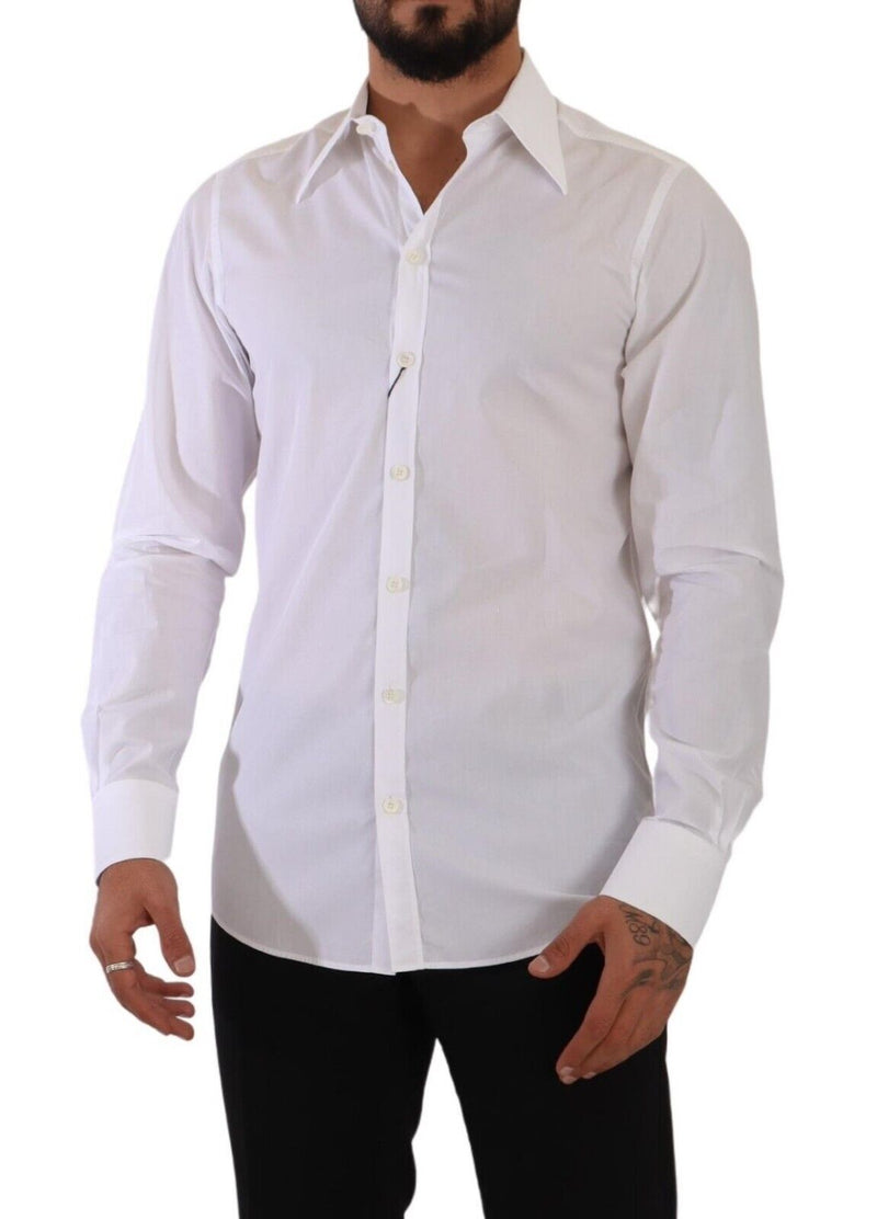 White Cotton Slim Fit Formal Dress Shirt