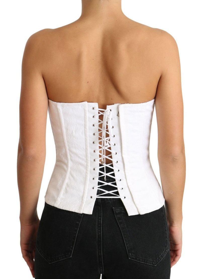 White PALERMO Bustier Cotton Top Corset