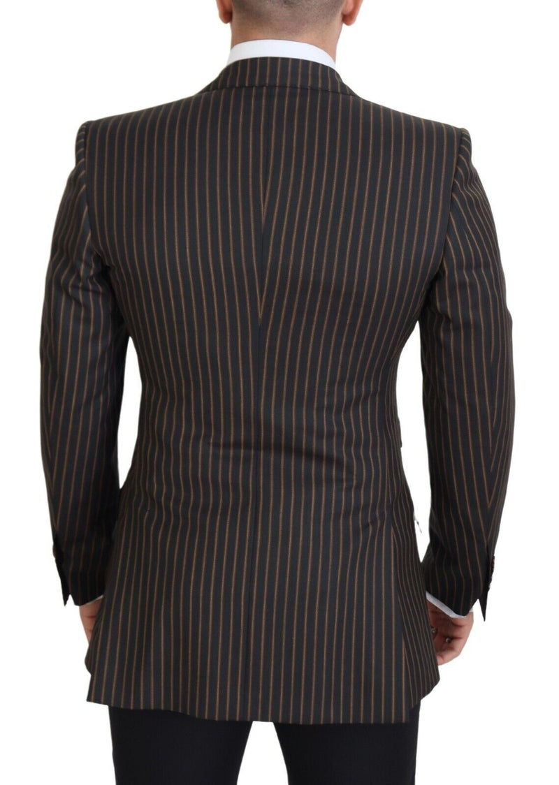 Black Brown Stripes Single Breasted Blazer