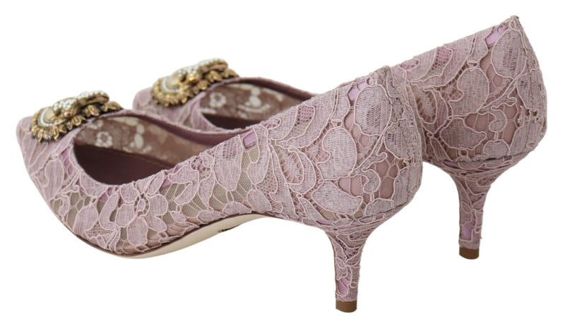 Pink Taormina Lace Crystal Heels Pumps Shoes