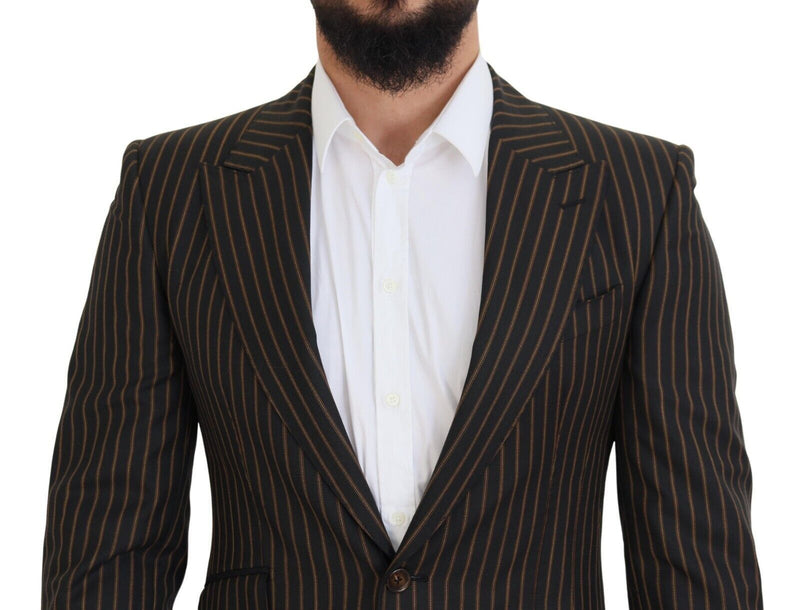 Black Brown Stripes Single Breasted Blazer