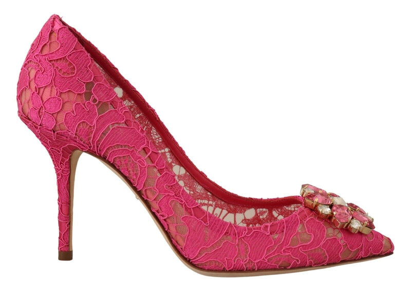 Pink Taormina Lace Crystal Heels Pumps Shoes