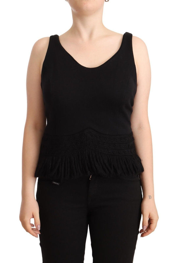 Black Cotton Sleevelesss Tank Casual Top