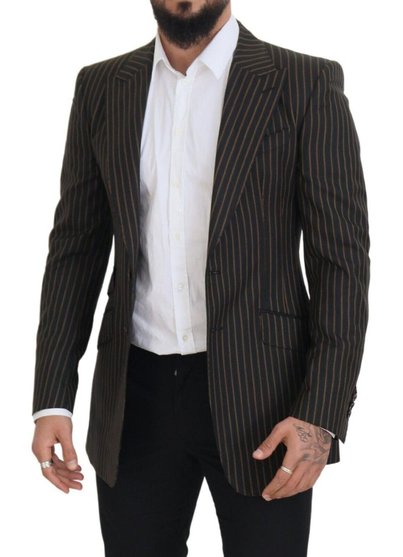 Black Brown Stripes Single Breasted Blazer