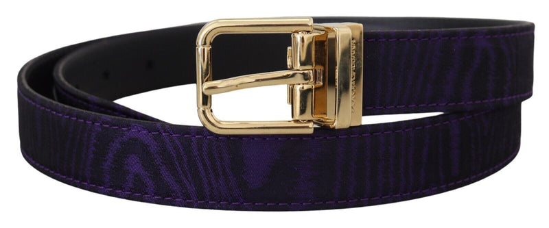 Purple Moire Gold Tone Metal Buckle Belt