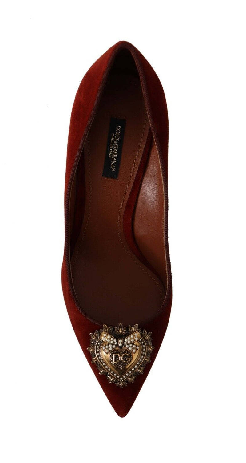 Brown Velvet Heart DEVOTION Heels Pumps Shoes