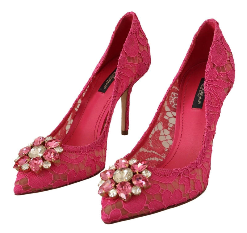 Pink Taormina Lace Crystal Heels Pumps Shoes