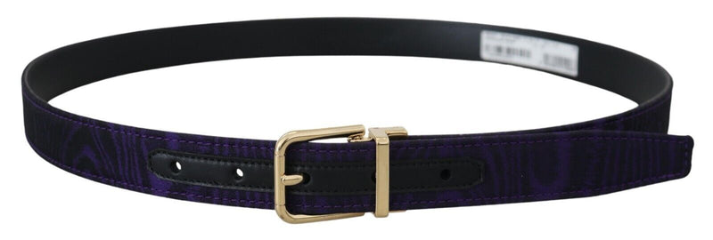 Purple Moire Gold Tone Metal Buckle Belt