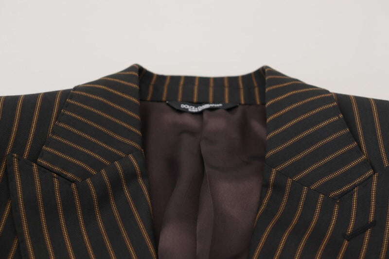 Black Brown Stripes Single Breasted Blazer