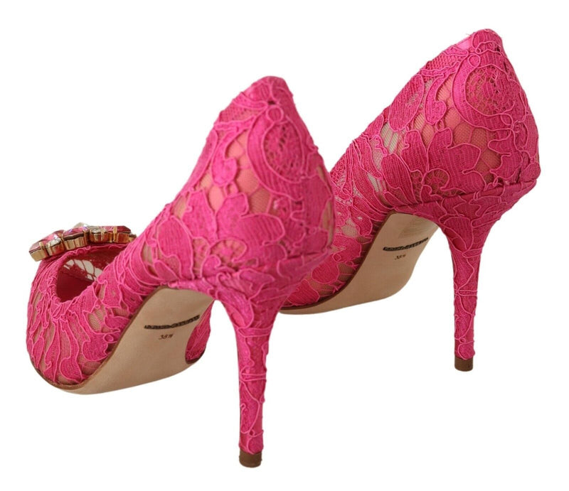 Pink Taormina Lace Crystal Heels Pumps Shoes