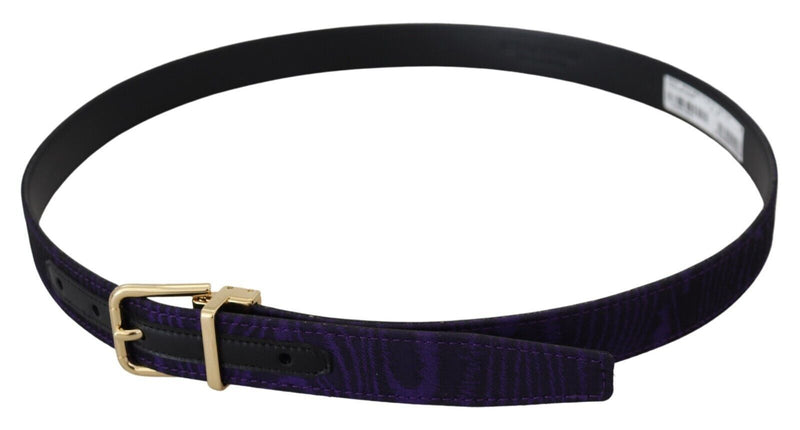 Purple Moire Gold Tone Metal Buckle Belt