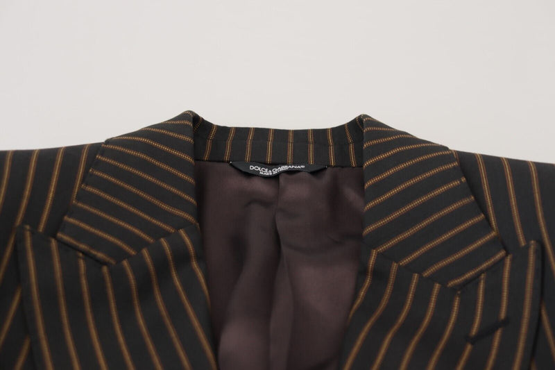 Black Brown Stripes Single Breasted Blazer