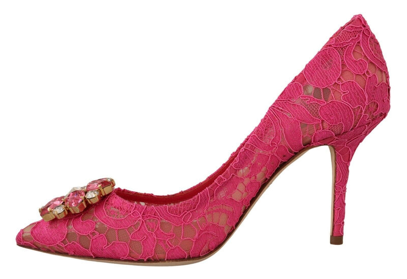 Pink Taormina Lace Crystal Heels Pumps Shoes