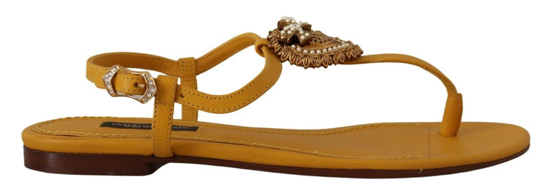 Mustard Leather Devotion Flats Sandals Shoes