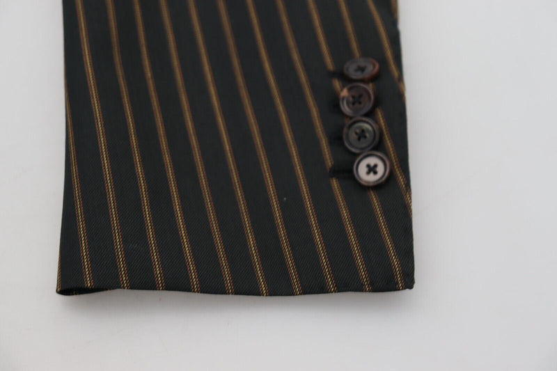 Black Brown Stripes Single Breasted Blazer