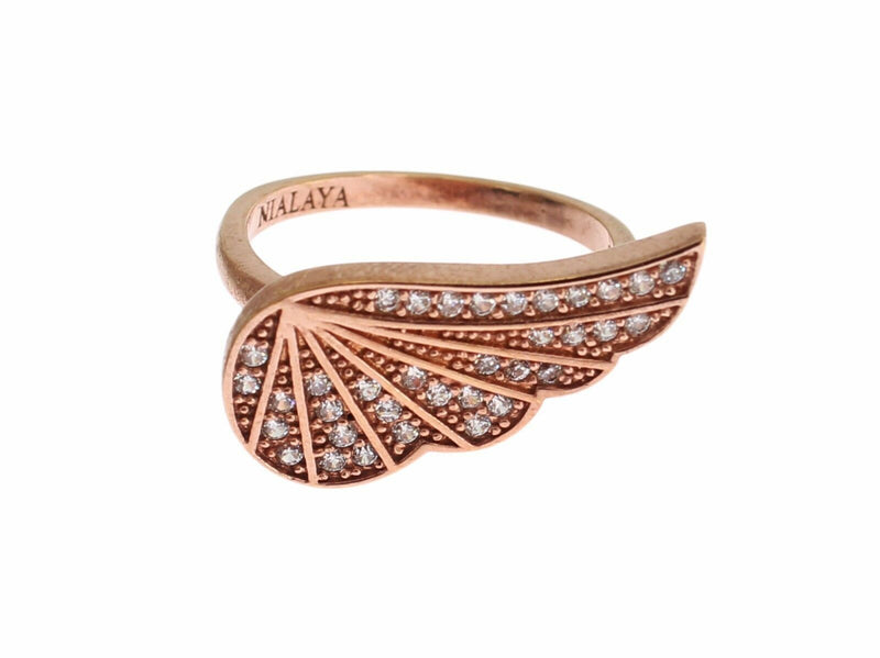 Pink Gold 925 Silver Womens Clear CZ Ring