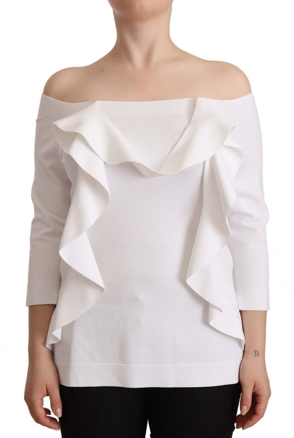 White Long Sleeves Off Shoulder Women Top Blouse