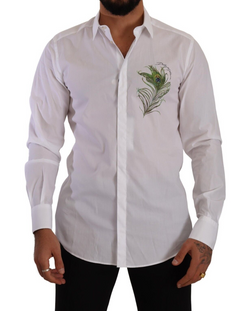 White GOLD Cotton Peacock Long Sleeves Shirt