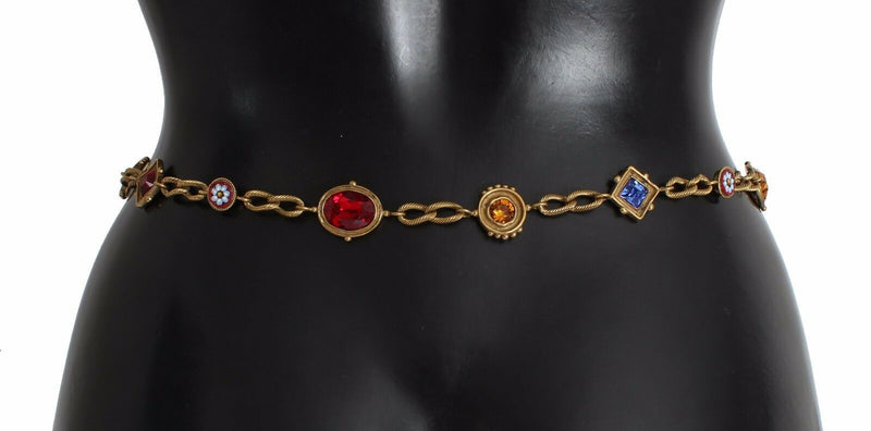 Red Suede Bordeaux Crystal Waist Belt