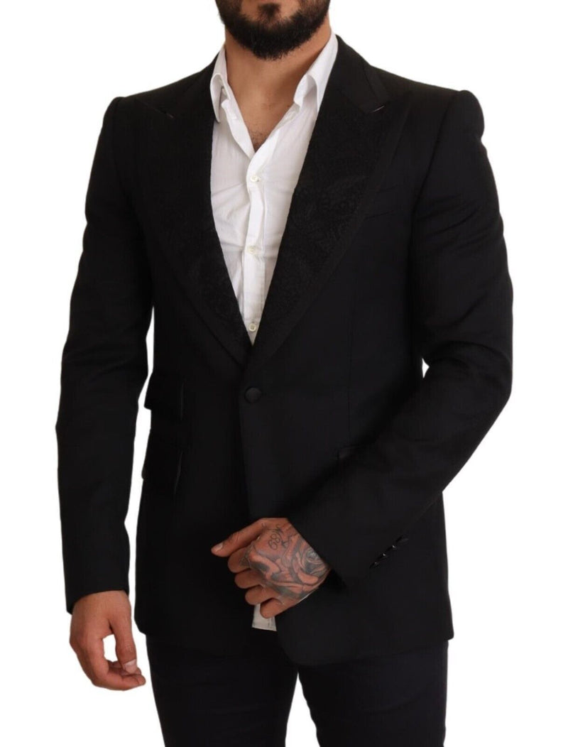 Black Slim Fit One Button Blazer Jacket