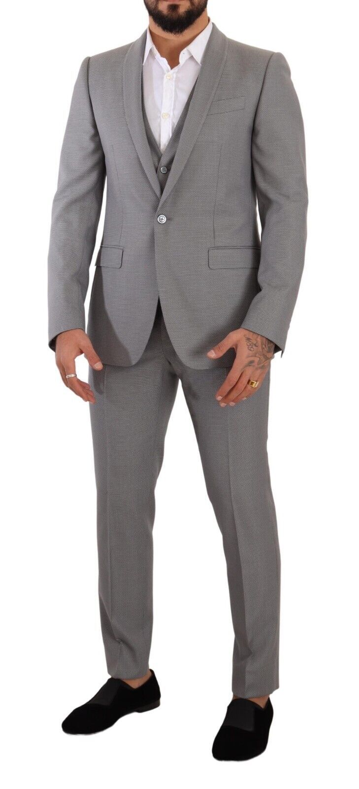 Gray MARTINI Wool Slim Fit 3 Piece Suit