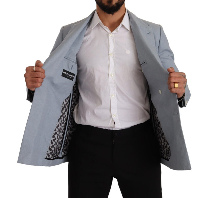 Blue Cotton Linen Slim Fit Jacket Coat Blazer