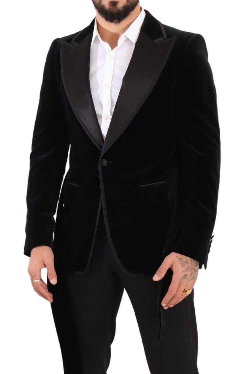 Black Velvet Single Breasted One Button Blazer