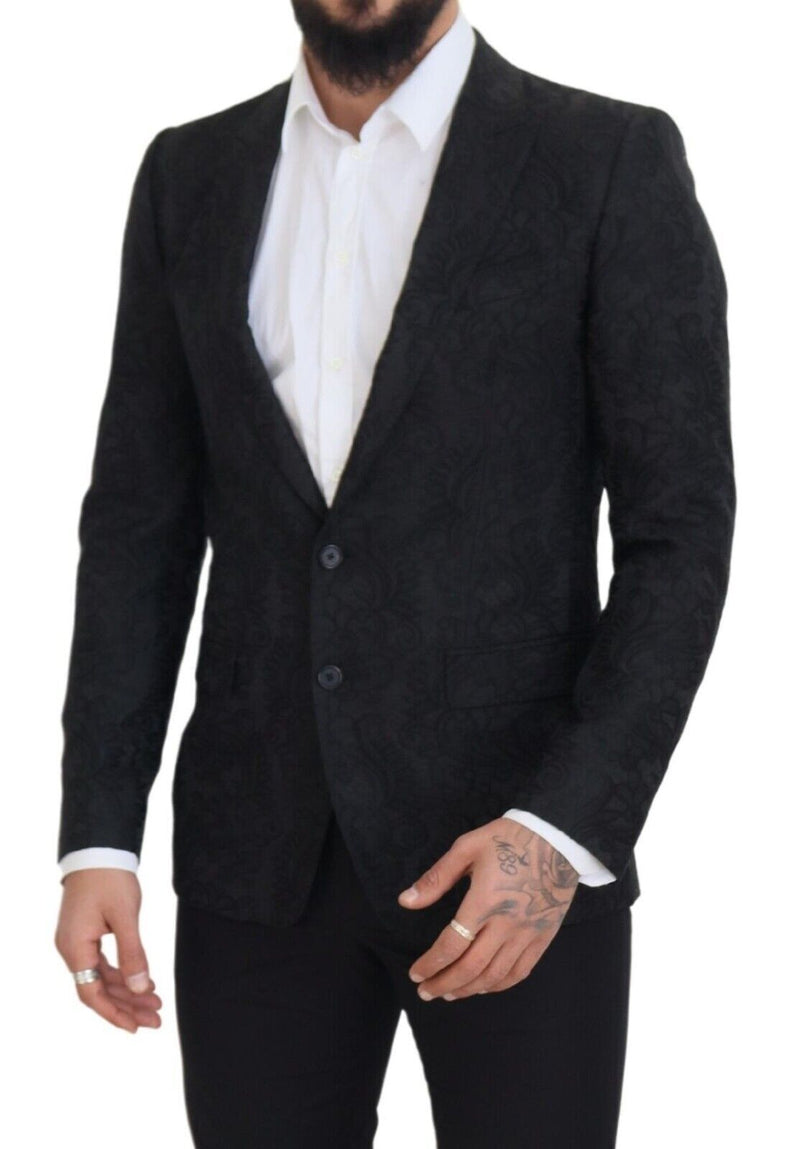 Black Floral Jacquard Single Breasted MARTINI Blazer