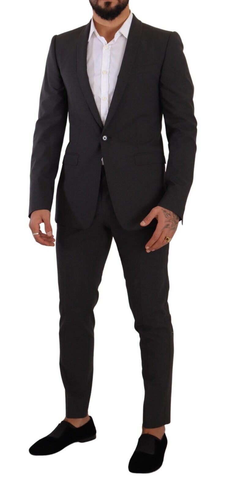 Gray GOLD Wool Single Breasted 2 Piece Suit