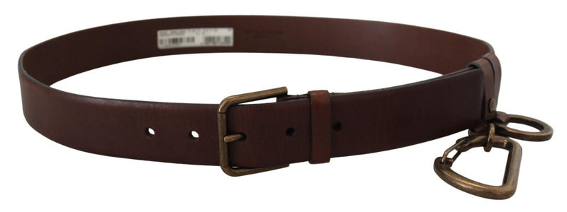 Brown Leather Gold Metal Buckle Carabiner Belt