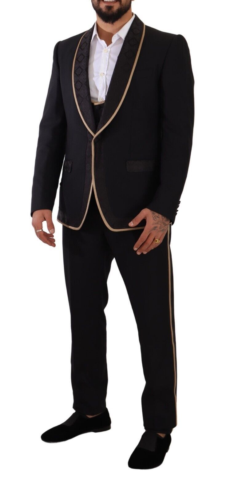 Black SICILIA Single Breasted 3 Piece Suit