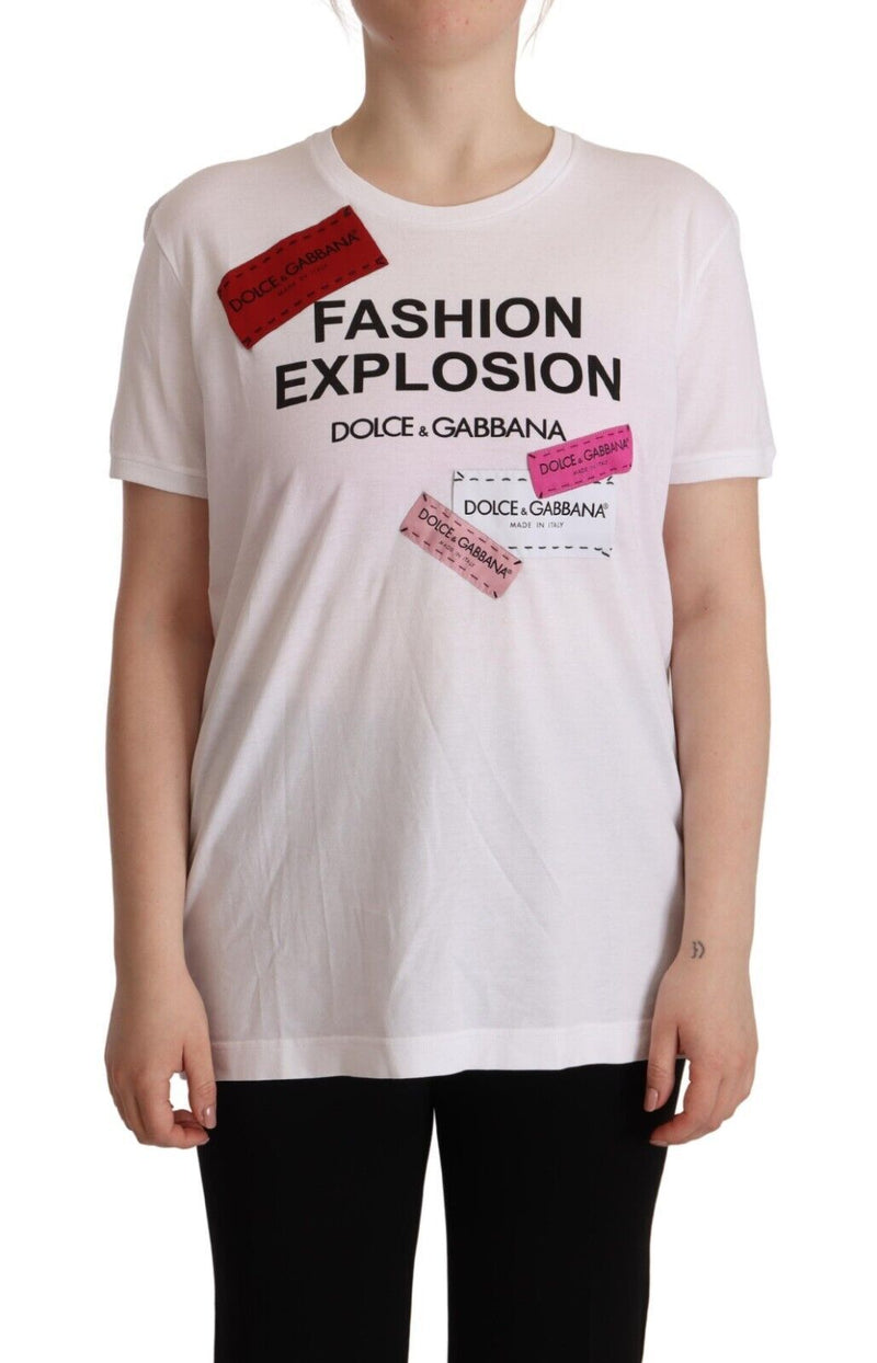 White Fashion Explosion Print Short Sleeve T-shirt