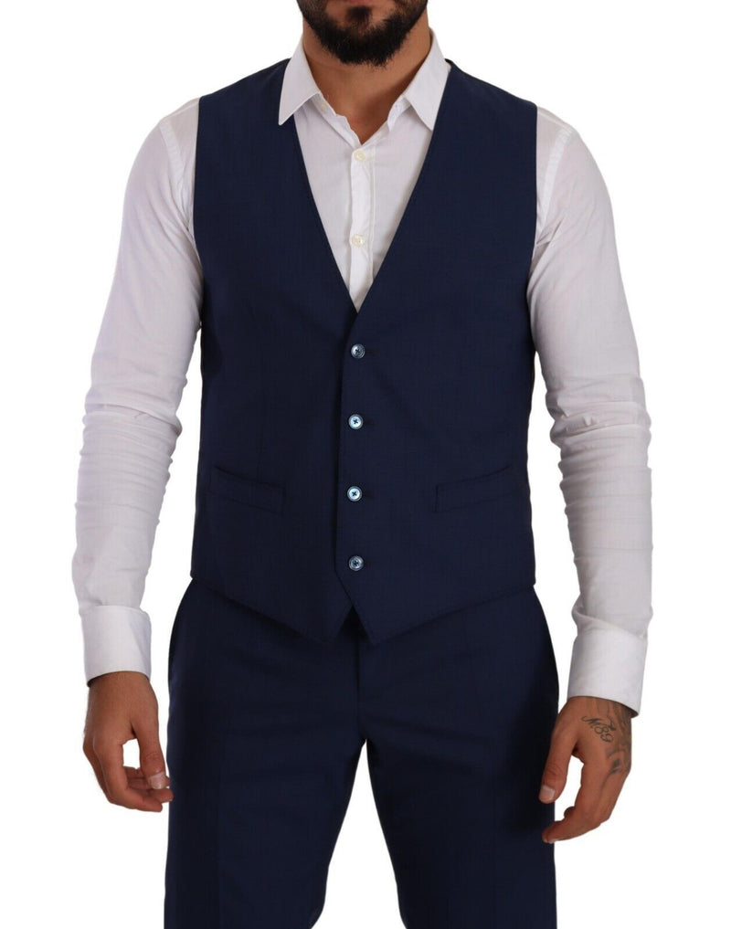 Blue MARTINI Wool Slim Fit 3 Piece Set Suit