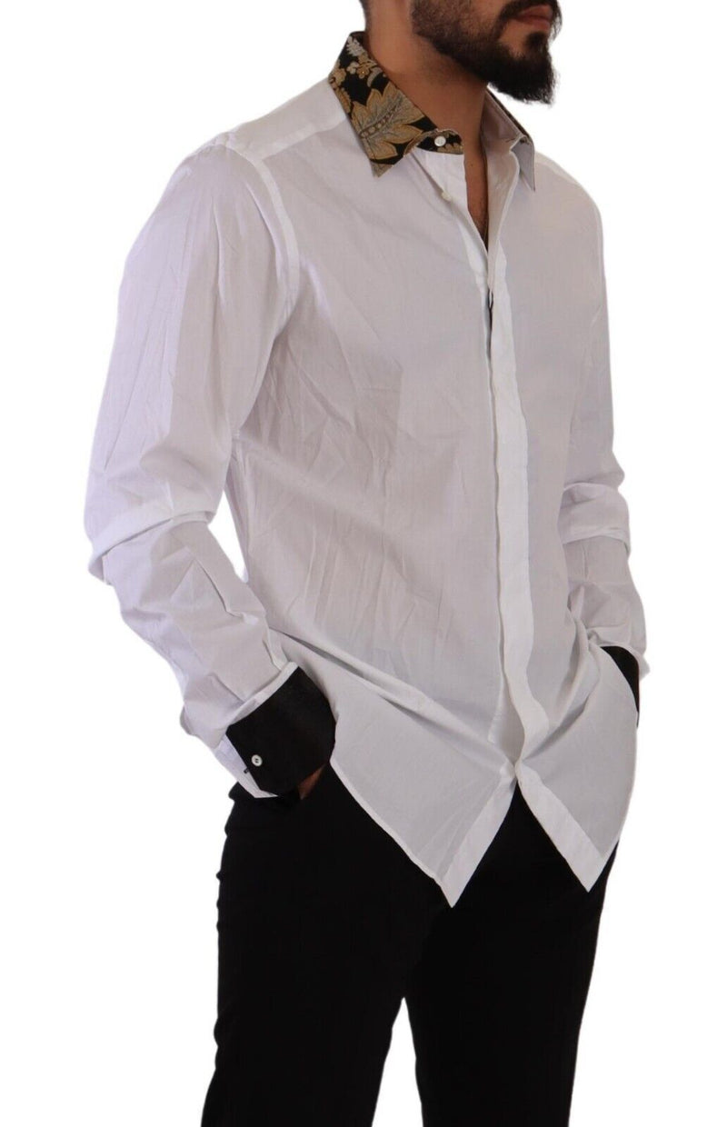 White GOLD Cotton Jacquard Long Sleeves Shirt