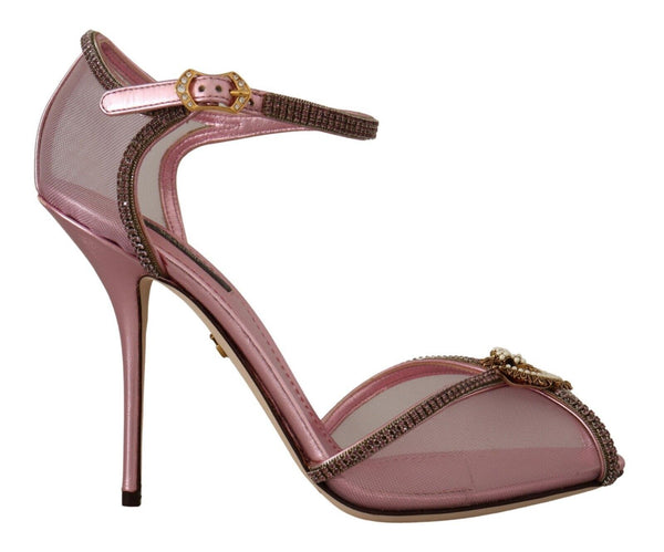 Pink Mesh Gold DEVOTION HEART Heels Shoes