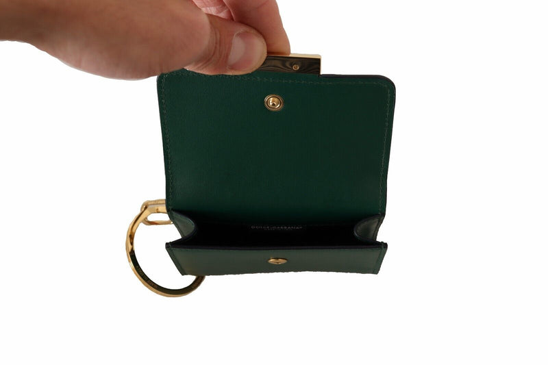 Green Leather Gold Metal DG Logo Coin Purse