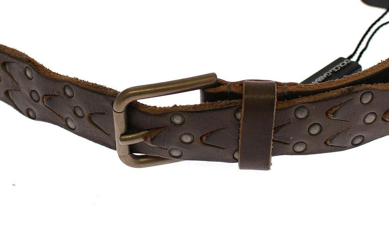 Brown Leather Logo Cintura Gürtel Belt