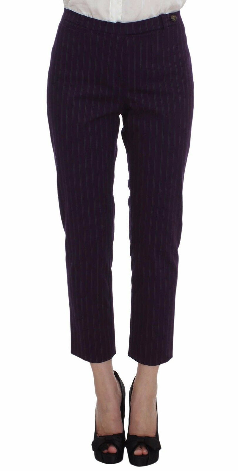 Purple Striped Stretch Coat Blazer Pants Suit