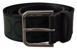 Green Print Cintura Silver Metal Buckle Belt