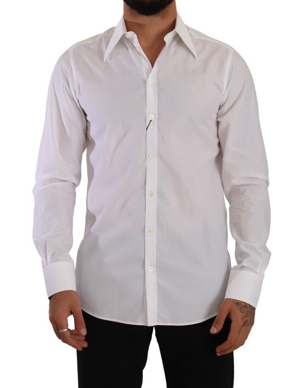 White Cotton Slim Fit Formal Dress Shirt