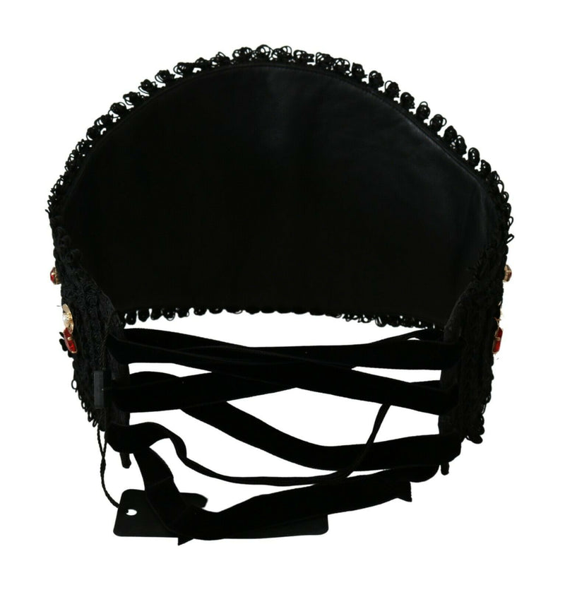 Black Gold Crystal TORERO Leather Wide Belt