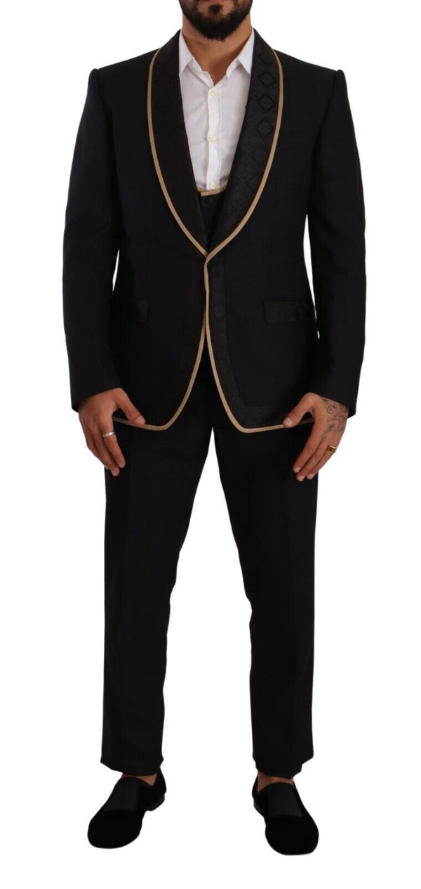 Black SICILIA Single Breasted 3 Piece Suit