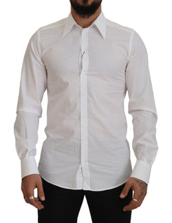 White Slim Fit Cotton Formal Dress GOLD Shirt