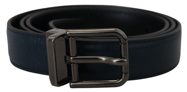 Blue Leather Silver Metal Buckle Vintage Belt