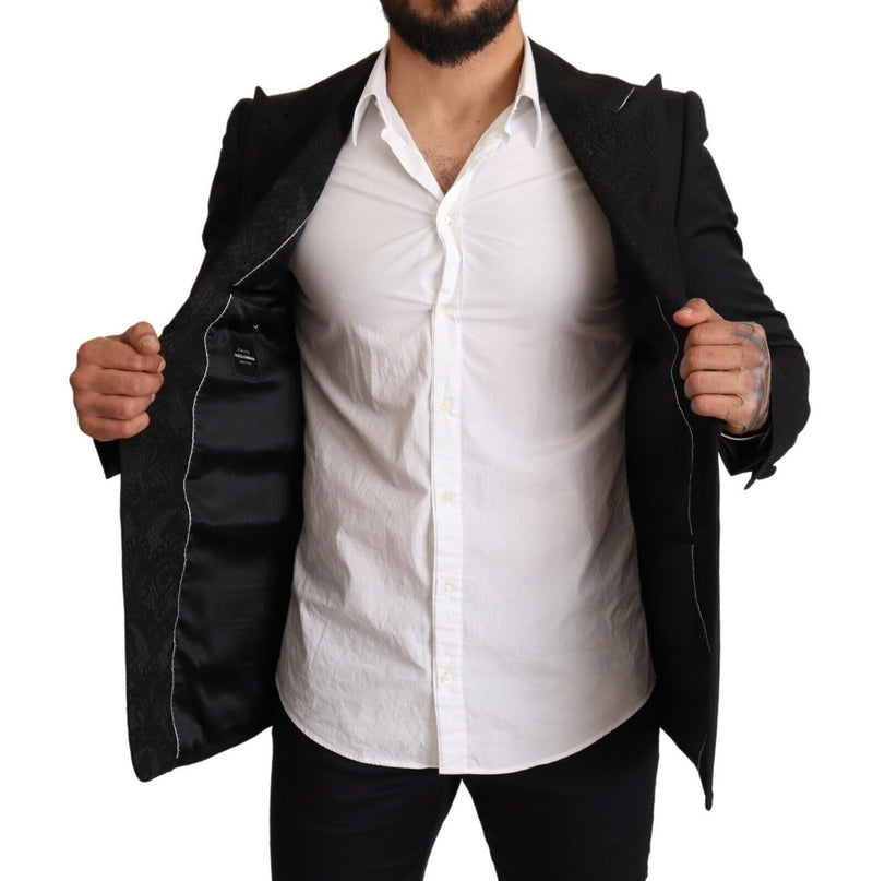 Black Slim Fit One Button Blazer Jacket