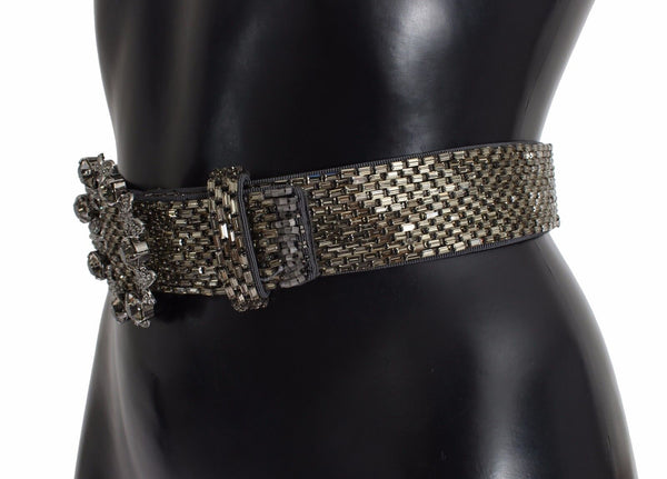 Multicolor Wide Crystal Buckle Sequined Belt