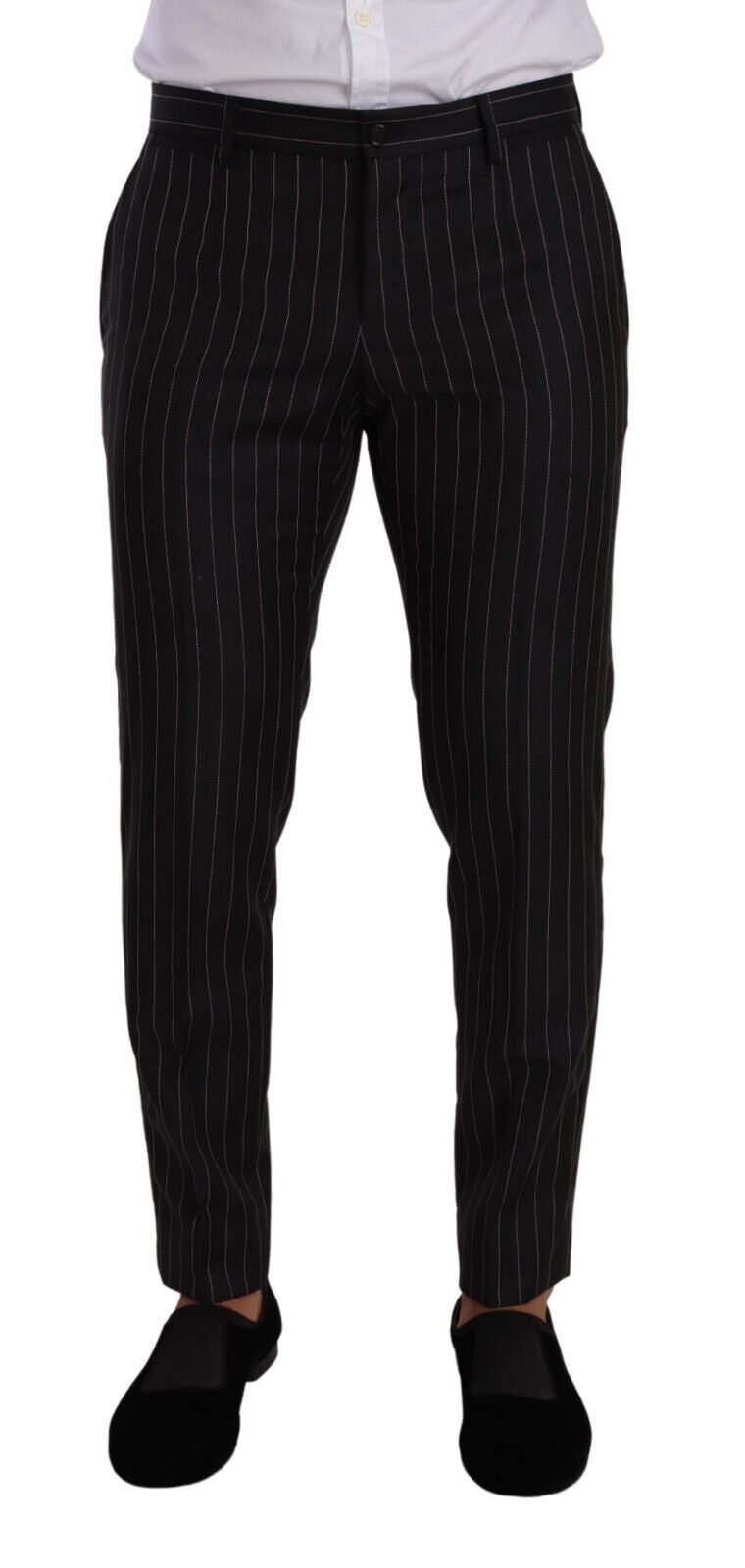 Black SICILIA Striped Wool Formal 3 Piece Suit