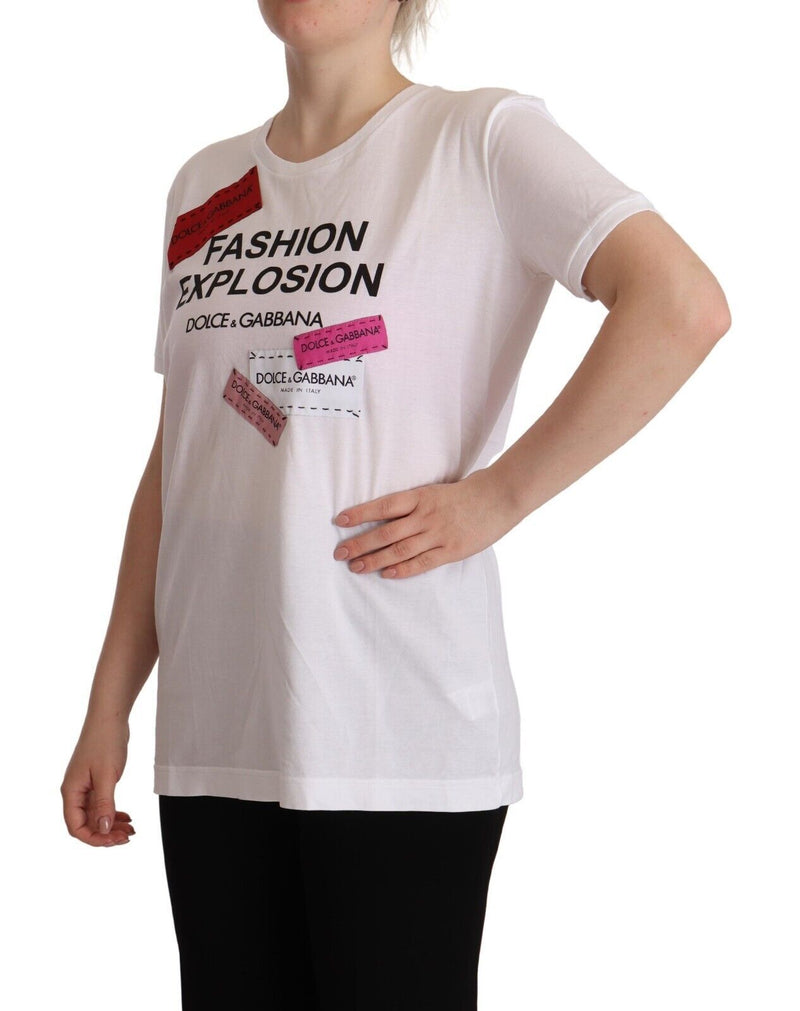 White Fashion Explosion Print Short Sleeve T-shirt